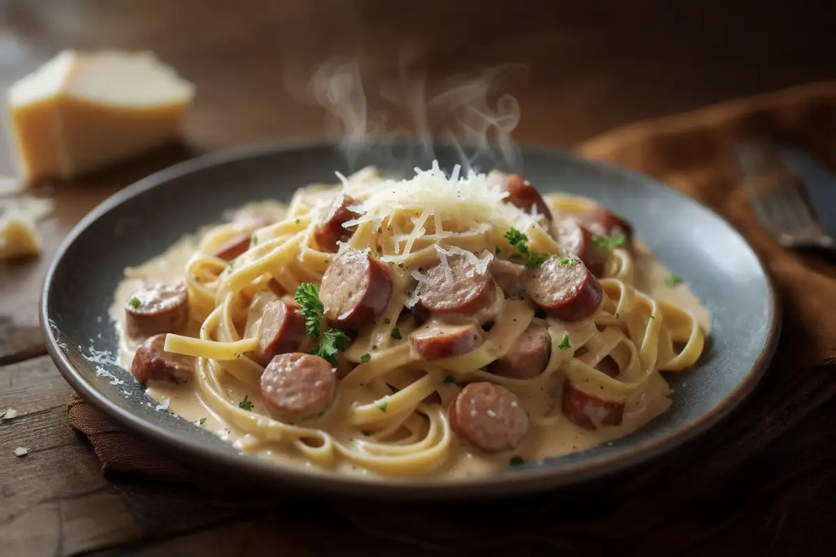 Creamy Smoked Sausage Pasta – Easy Comfort Meal 34 This Creamy Smoked Sausage Pasta is rich, cheesy, and packed with flavor! A quick and easy one-pan meal perfect for family dinners.