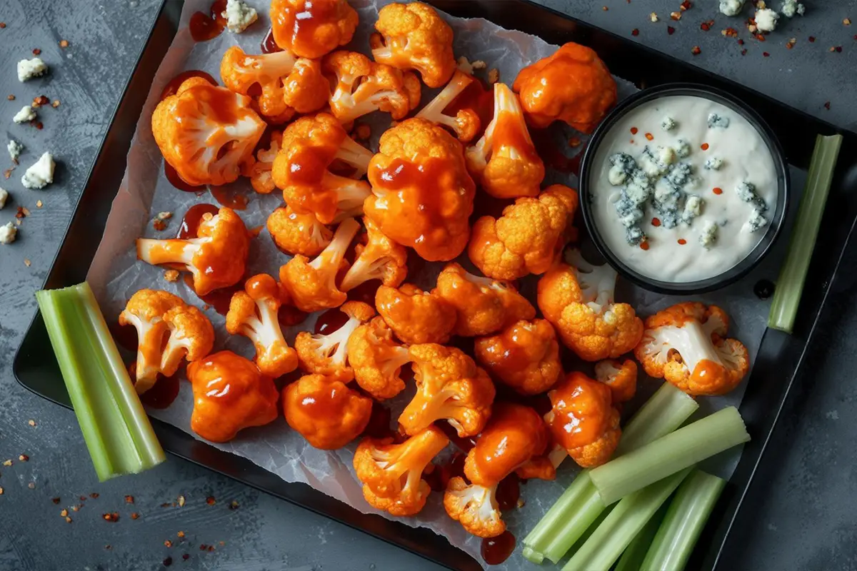 Air Fryer Buffalo Cauliflower – Crispy, Spicy & Easy 26 This Air Fryer Buffalo Cauliflower is crispy spicy, and packed with flavor! A healthy, and delicious alternative to wings, in just 15 minutes.