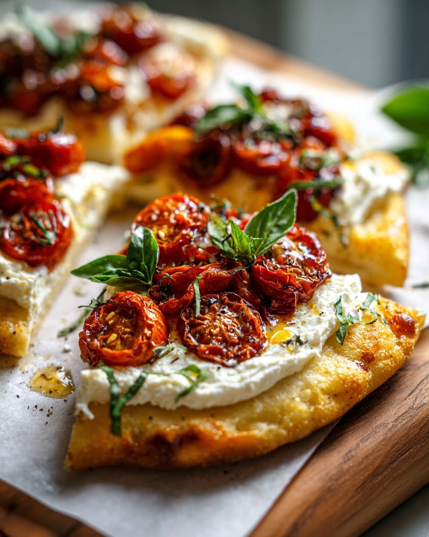 Delicious Cottage Cheese Flatbread with Whipped Feta and Roasted Tomatoes 17 cottage cheese flatbread whipped feta