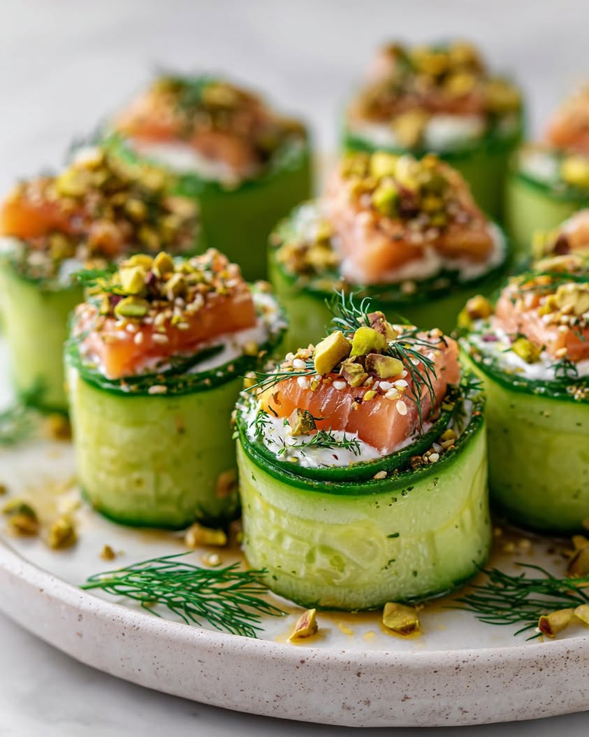 Whip Up Fresh Cucumber Sushi Rolls with Feta and Salmon Crunch 12 cucumber sushi rolls feta salmon