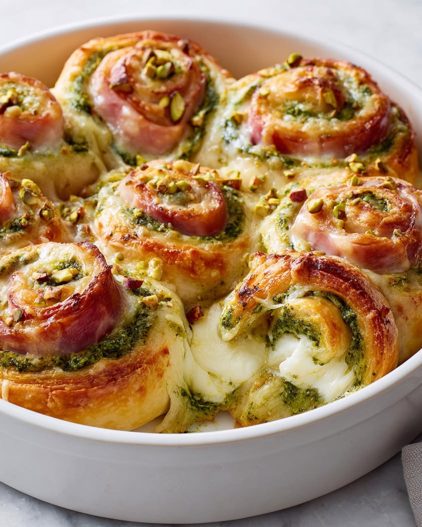 Indulge in Pistachio Pizza Rolls with Creamy Burrata and Mortadella 12 pistachio pizza rolls burrata mortadella