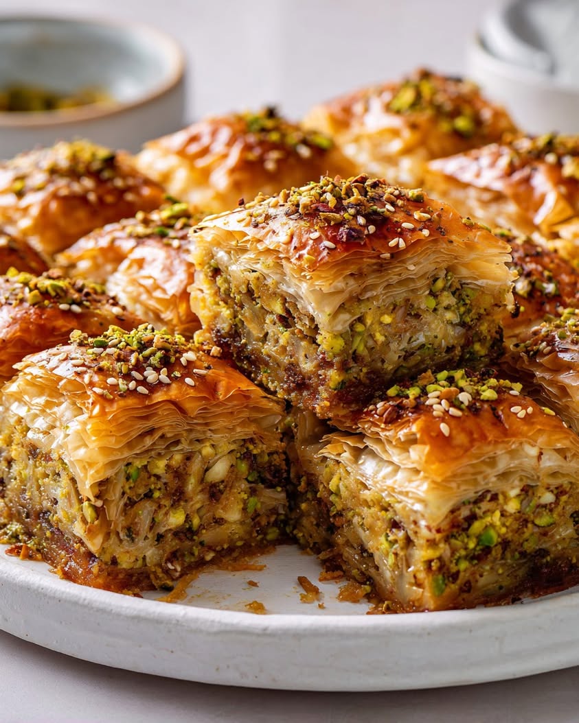 Indulge in Savory Pistachio-Basil Baklava with Creamy Feta Delight 16 savory pistachio basil baklava