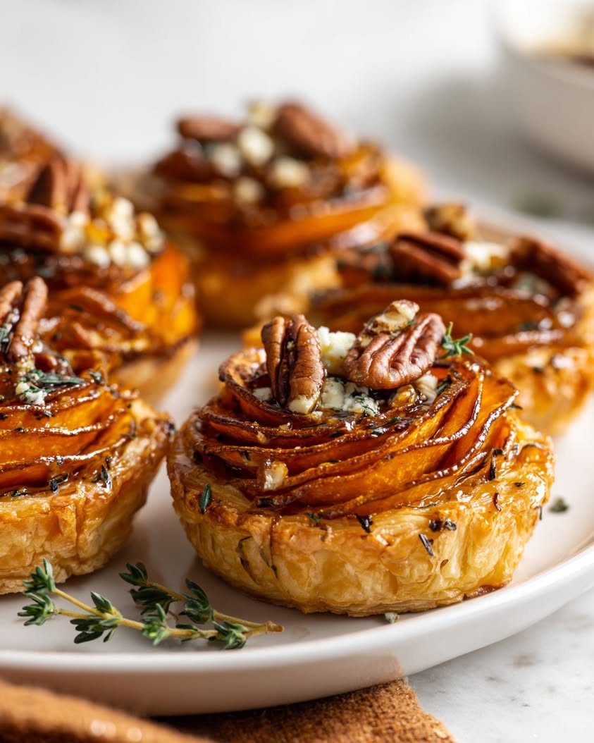 Delicious Upside-Down Puff Pastry Tartlets with Sweet Potato and Goat Cheese 11 upside down tartlets sweet potato