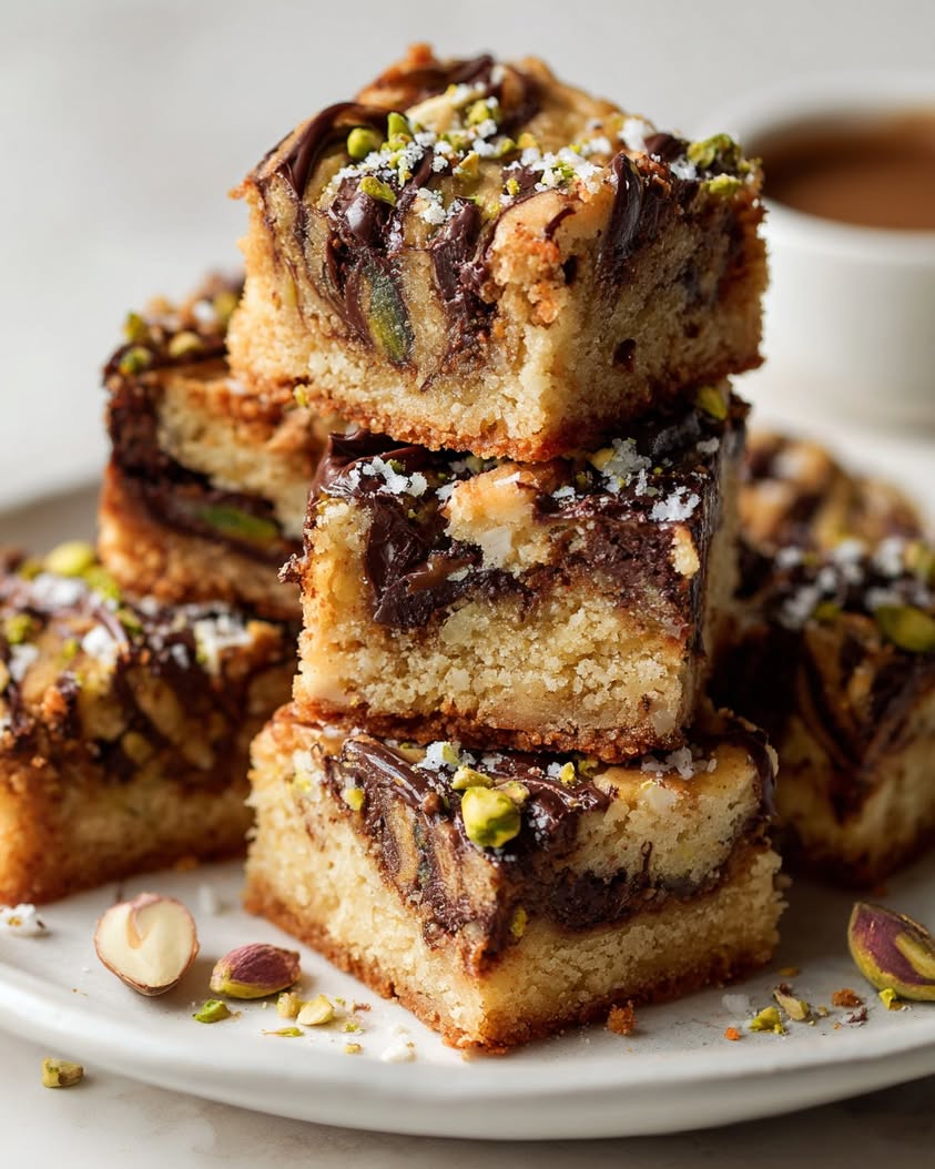 Irresistible Brown Butter Blondies with Pistachios and Salted Chocolate Swirl 21 brown butter blondies pistachios