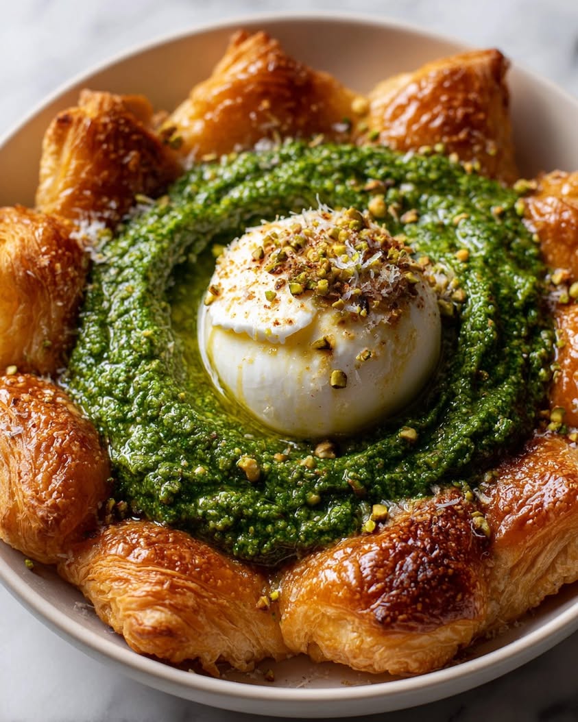 Creamy Burrata with Pistachio-Basil Pesto & Puff Pastry Twists 17 burrata pistachio pesto puff pastry