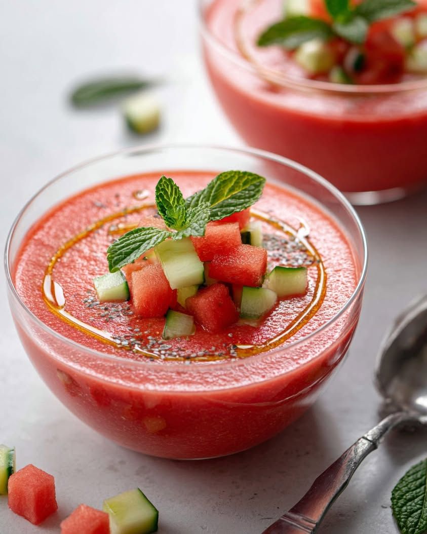 š Chilled Watermelon-Cucumber Gazpacho with Mint 18 c98243ea1e4bd22c72015040895fbd6a