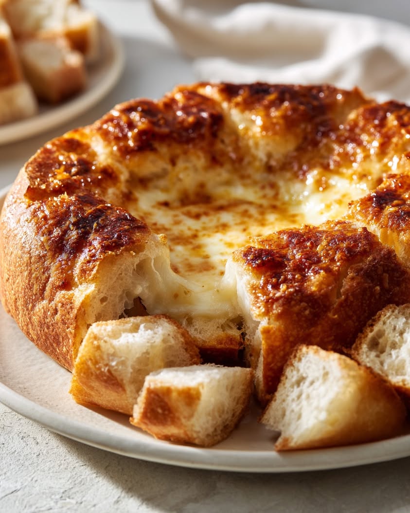 Molten Cheese Fondue Focaccia with Rustic Gruyère Center 21 filled focaccia molten cheese fondue