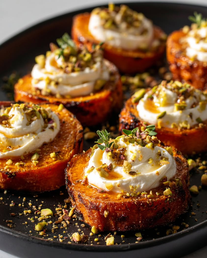 Irresistible Roasted Sweet Potato Medallions with Whipped Feta Delight 16 roasted sweet potato medallions