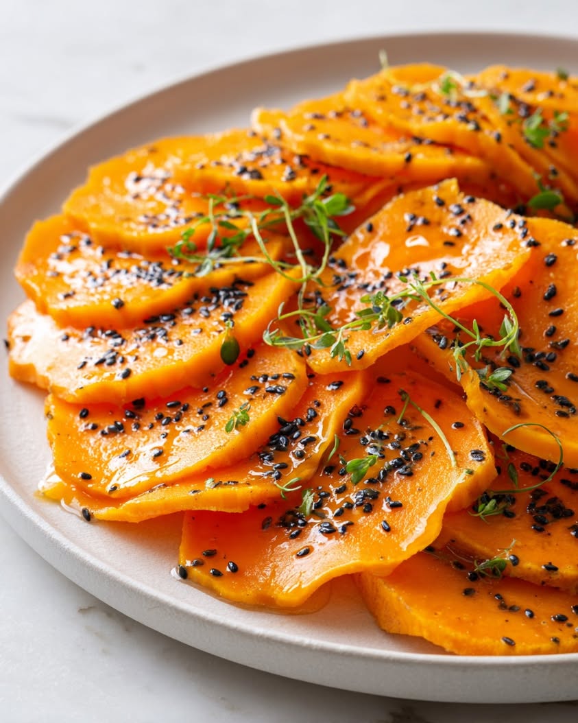 Delicious Sweet Potato Crudo with Pickled Ginger-Lime Vinaigrette 14 sweet potato crudo ginger lime