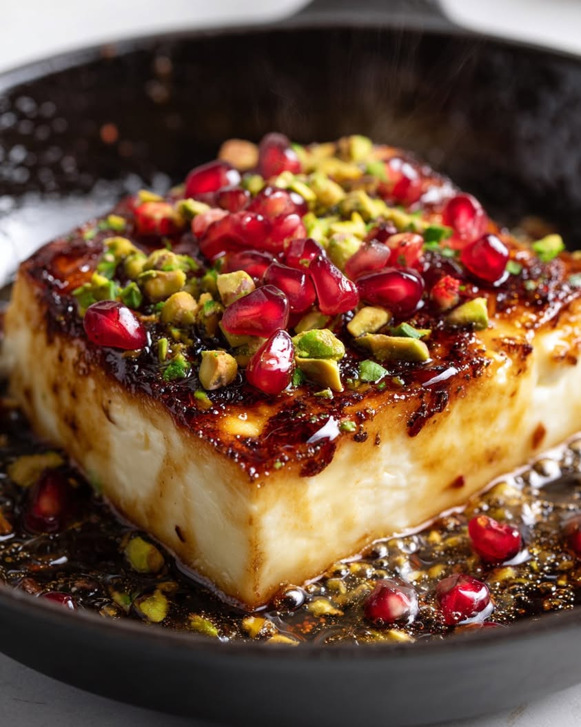 Swicy Caramelized Feta with Pistachio & Pomegranate Recipe 18 swicy caramelized feta pistachio pomegranate