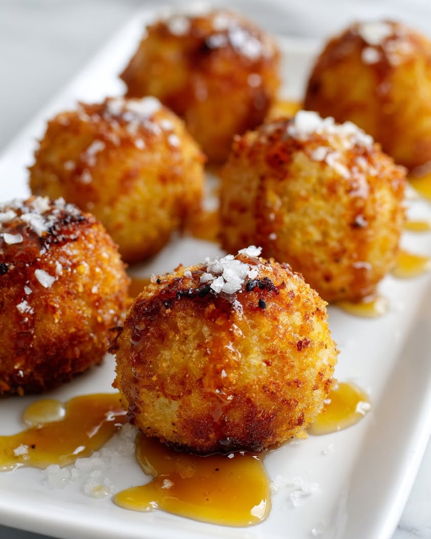 Golden Snitch Arancini with Saffron, Parmesan & Honey-Truffle Drizzle 21 the golden snitch saffron parmesan arancini