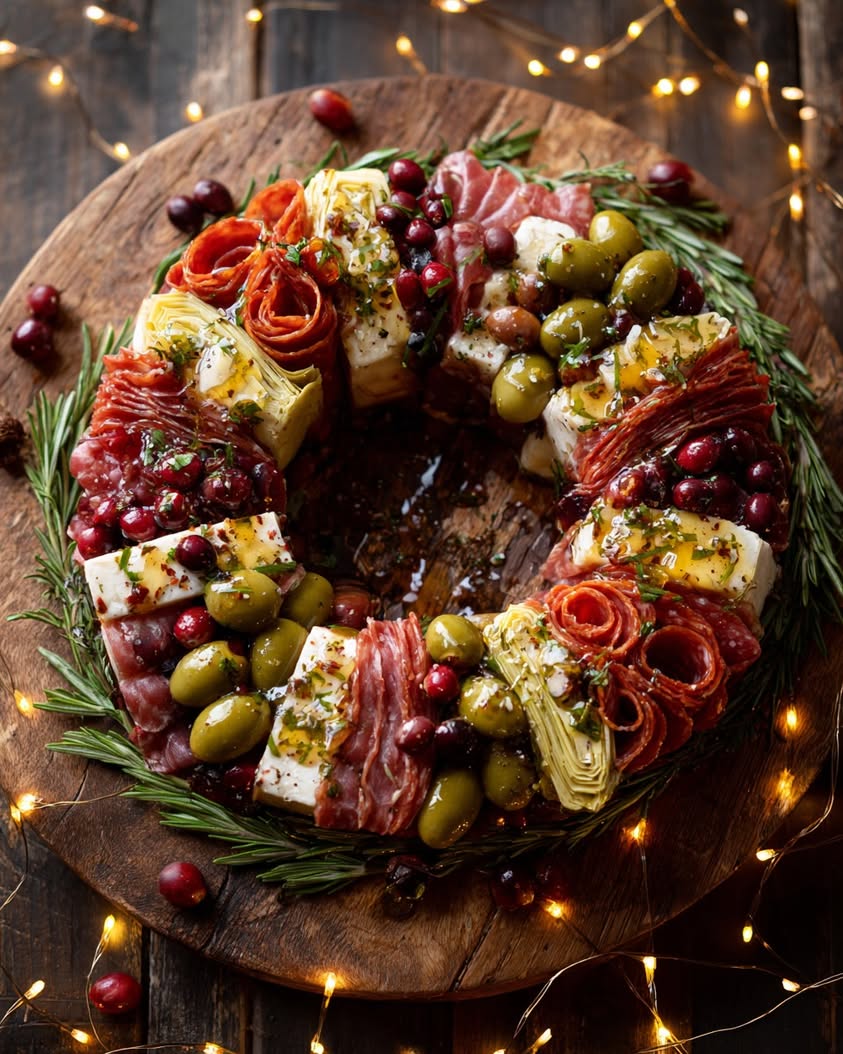 Antipasto Wreath with a Hot Honey Glaze for Holiday Entertaining 3 antipasto wreath hot honey kick