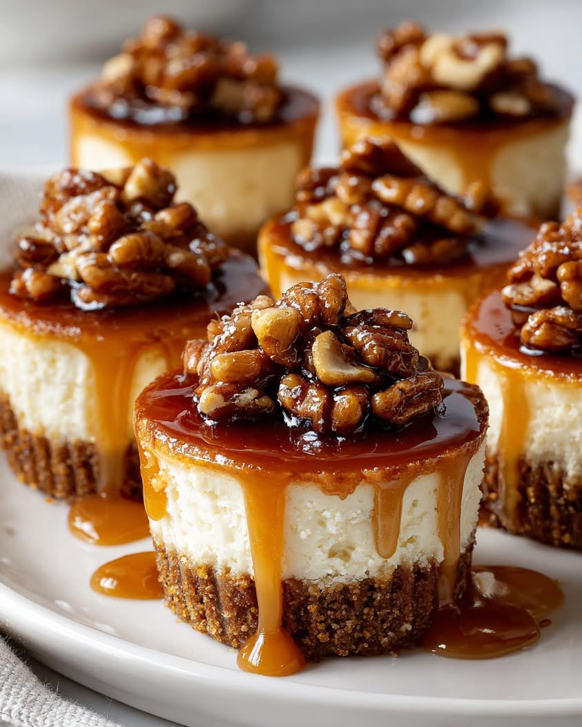 Caramel Pecan Cheesecake Minis: An Irresistible Individual Dessert 3 caramel pecan cheesecake minis