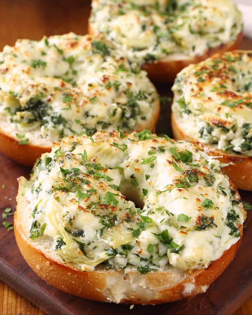 The Ultimate Cheesy Spinach-Artichoke Bagels Recipe You'll Love 3 cheesy spinach artichoke bagels
