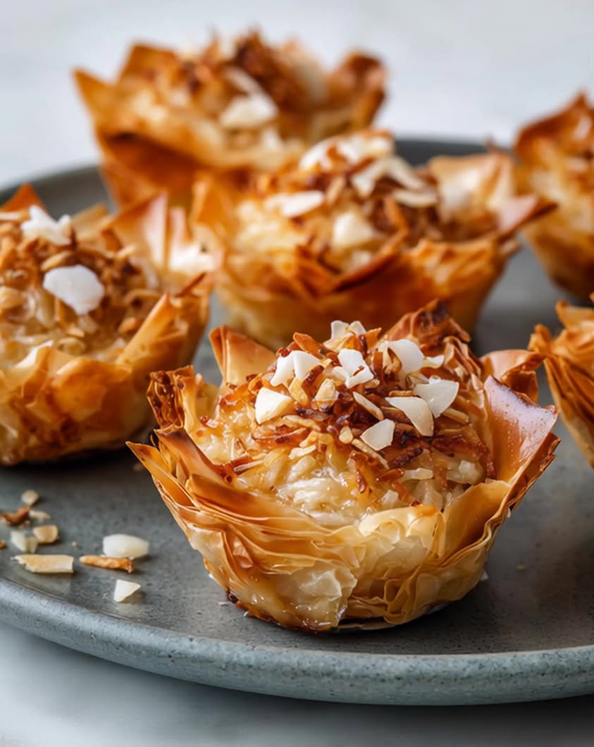 Golden Nests of Sweet Surprise: A Coconut Almond Baklava Recipe 3 coconut almond baklava nests