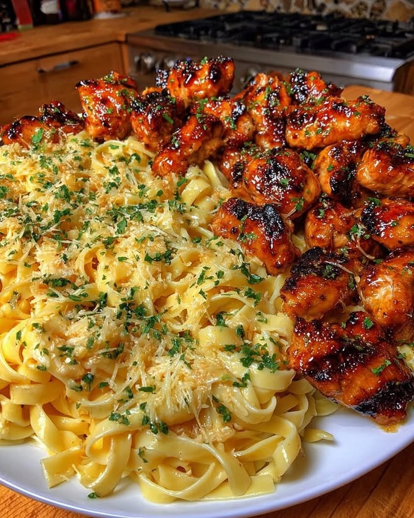 Garlic Cajun Chicken with Cheesy Mozzarella Linguine Recipe 3 garlic cajun chicken mozzarella linguine