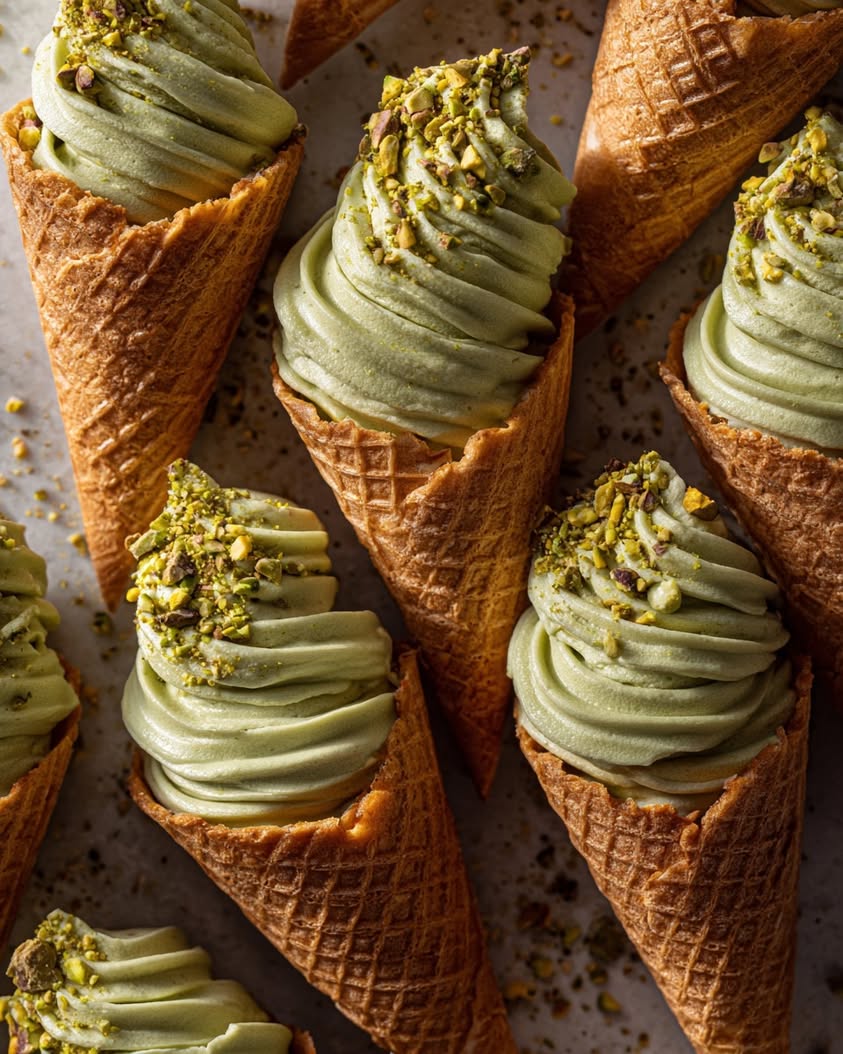 Luxury Italian Pistachio Gelato Cones: A Decadent Recipe 3 luxe italian treat crunchy cone
