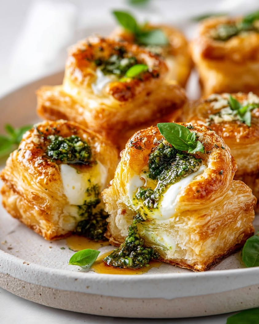 Irresistible Mini Burrata and Pesto Puff Pastry Bites Recipe 13 mini burrata pesto pastry bites