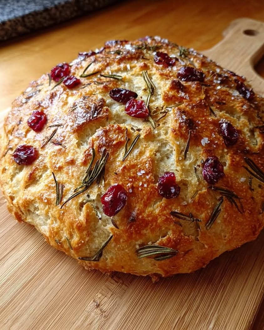 No-Knead Rosemary Cranberry Bread with Olive Oil Recipe 3 no knead rosemary cranberry bread