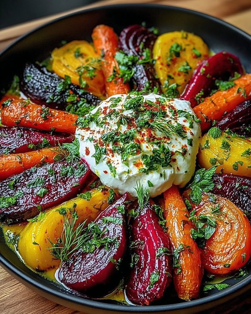 Vibrant Roasted Beets and Carrots with Creamy Burrata Salad Recipe 3 roasted beets carrots burrata salad