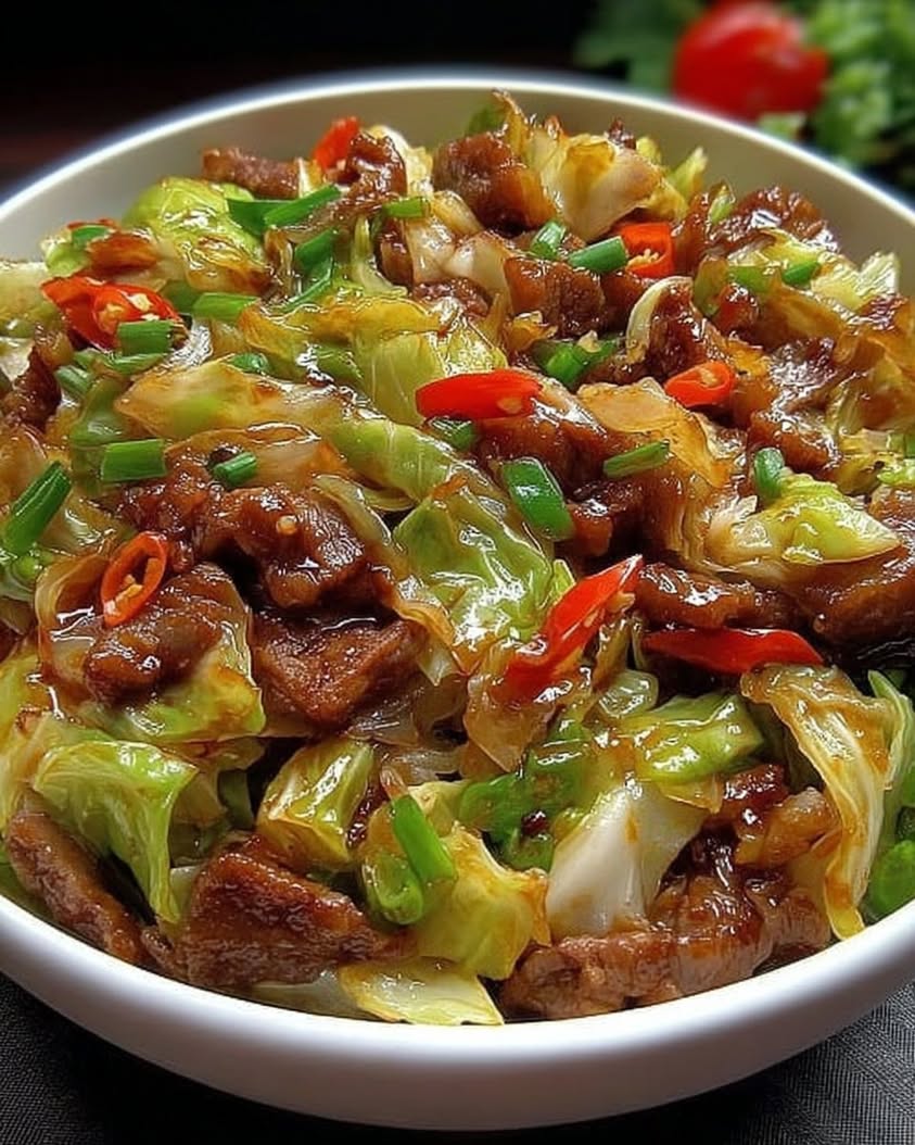 Savory Garlic Stir-Fry with Cabbage and Tender Meat Recipe 3 savory stir fried meat cabbage
