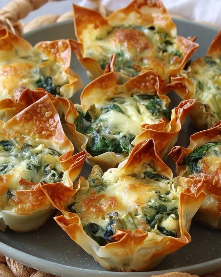 Easy Spinach and Artichoke Wonton Cups Appetizer Recipe 3 spinach artichoke wonton cups