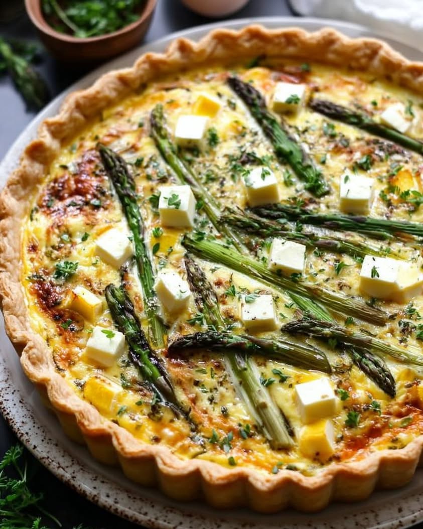 Asparagus Quiche with a Savory Sesame Seed Crust and Fresh Herbs 19 asparagus quiche sesame crust