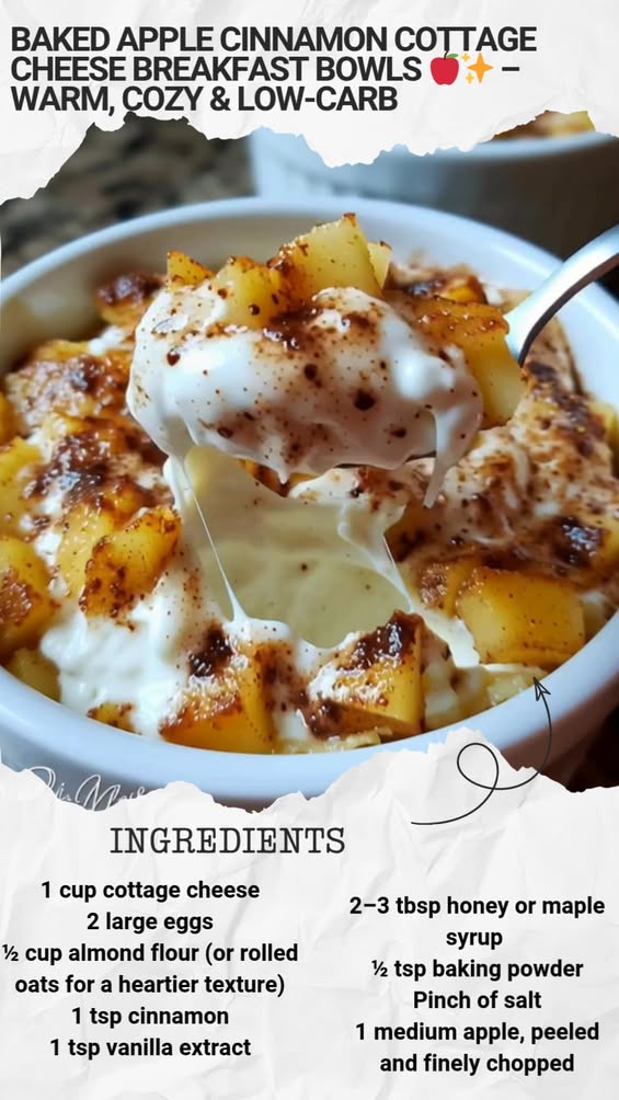 Baked Apple Cinnamon Cottage Cheese Breakfast Bowls for a Cozy Morning 3 baked apple cinnamon cottage cheese