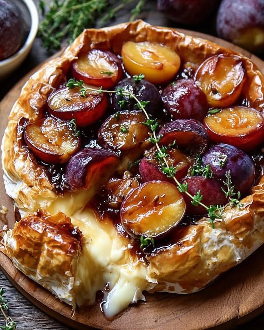 Baked Brie with Roasted Plums and Thyme for an Elegant Appetizer 16 baked brie roasted plums thyme
