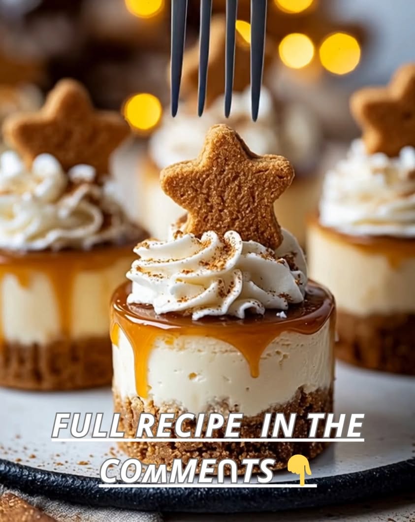 Easy Gingerbread Star Mini Cheesecakes for the Holidays 3 bite sized gingerbread cheesecake