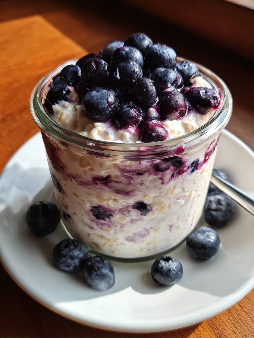 Blueberry Cottage Cheese Overnight Oats for a High-Protein Breakfast 3 blueberry cottage cheese overnight oats