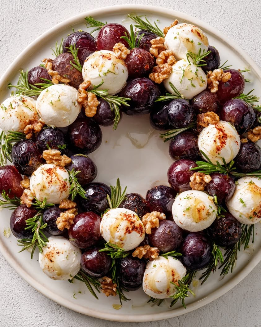 Burrata and Roasted Grape Holiday Wreath for Festive Indulgence 3 burrata roasted grape holiday wreath