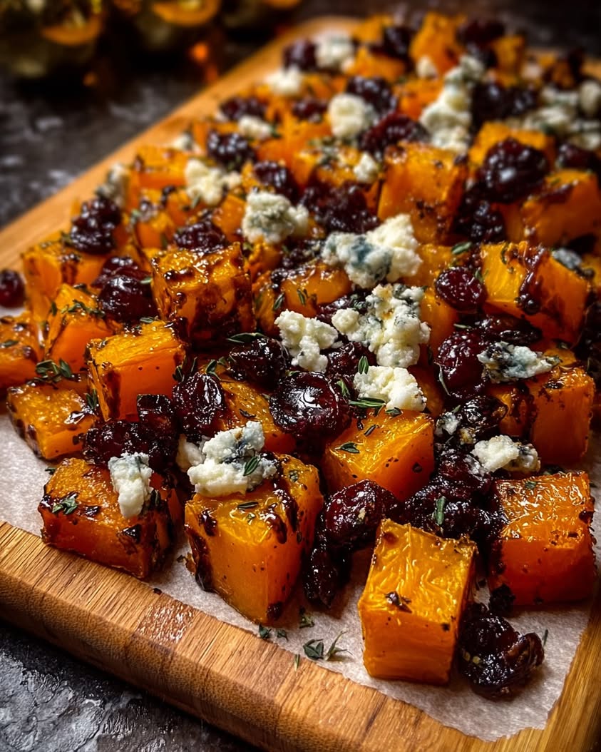 Caramelized Butternut Squash with Gorgonzola and Cranberry Glaze 3 caramelized butternut squash gorgonzola cranberry