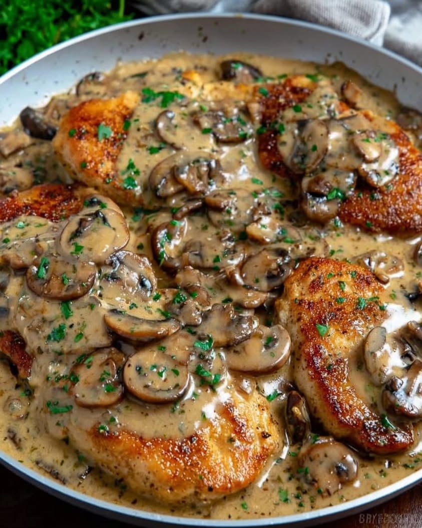 Creamy Asiago Chicken and Mushrooms in a One-Pan Skillet 20 chicken mushroom creamy asiago skillet