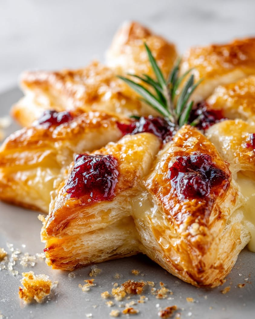 Cranberry Brie Snowflake Puff Pastry Appetizer for the Holidays 3 cranberry brie snowflake puff
