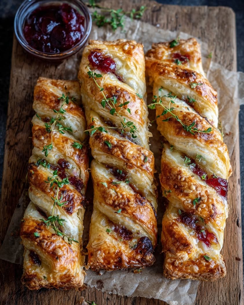 Cranberry Brie Puff Pastry Twists with Thyme and Honey 13 cranberry brie thyme puff pastry twists