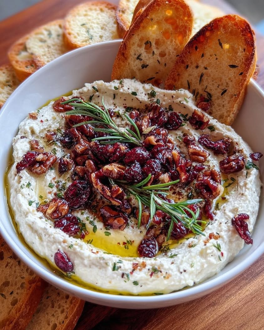 Cranberry Whipped Feta Dip with a Savory Pecan Crunch 19 cranberry whipped feta dip