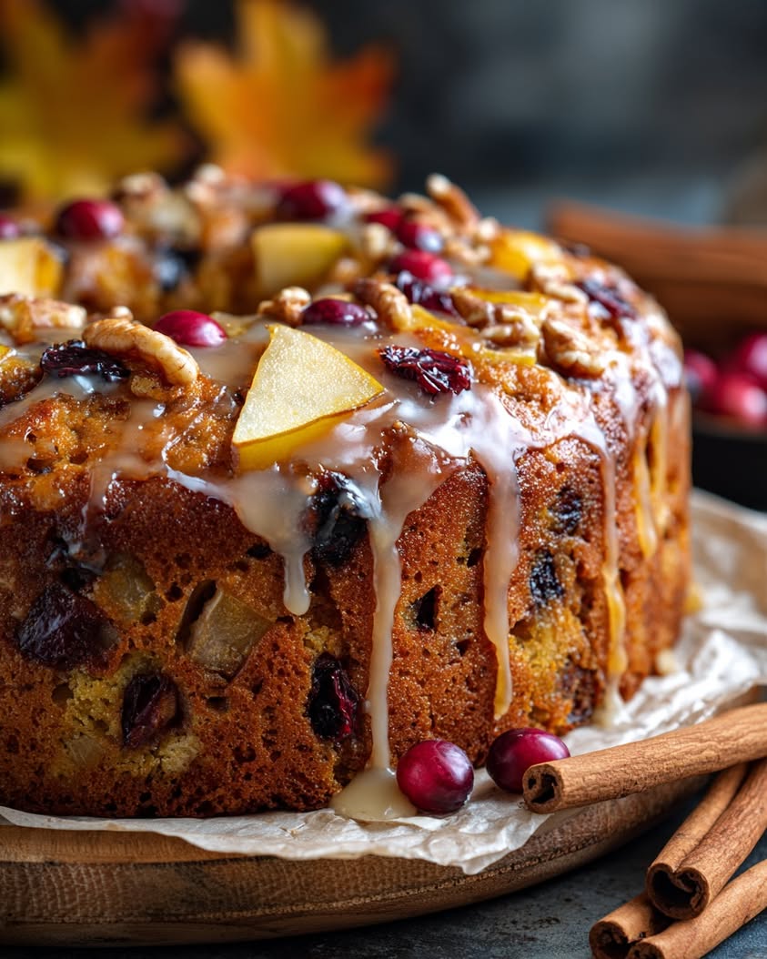 Maple-Glazed Fall Fruit Cake: An Autumn Dessert Masterpiece 3 maple glazed fall fruit cake