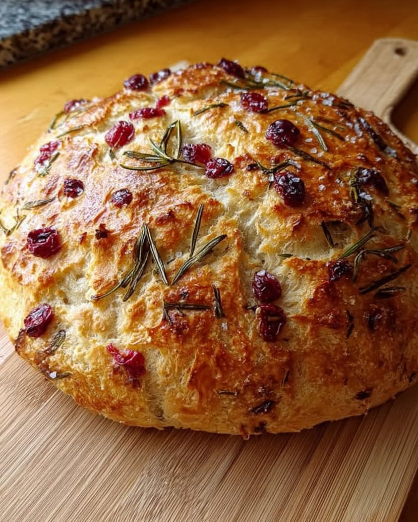 No-Knead Rosemary Cranberry Bread with Olive Oil and Sea Salt 3 no knead rosemary cranberry bread