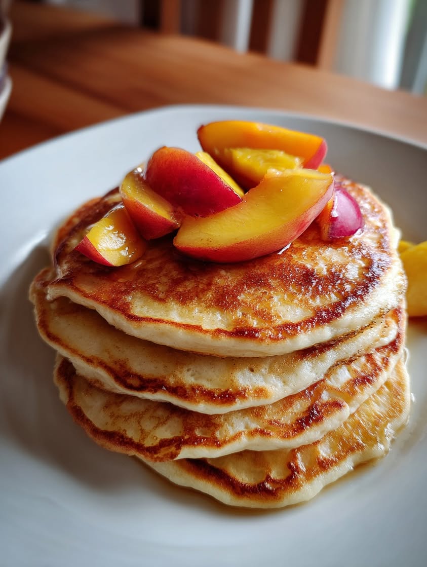 Peach Cottage Cheese Pancakes for a Juicy Protein-Packed Breakfast 3 peach cottage cheese pancakes