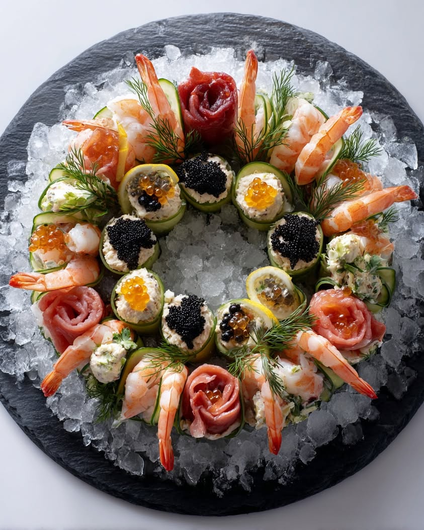 A Glimmering Seafood Wreath for Your Holiday Table 3 radiant seafood wreath recipe