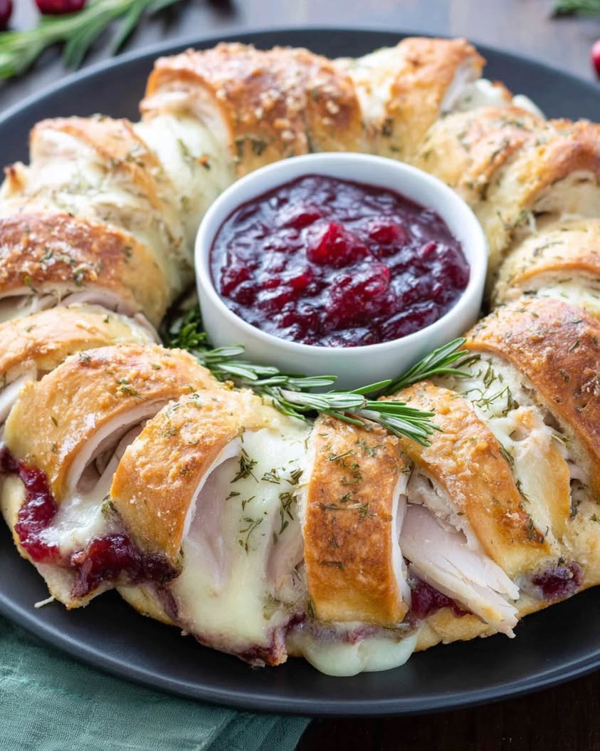 Savory Turkey and Cranberry Crescent Ring for Holiday Leftovers 19 savory turkey cranberry crescent ring