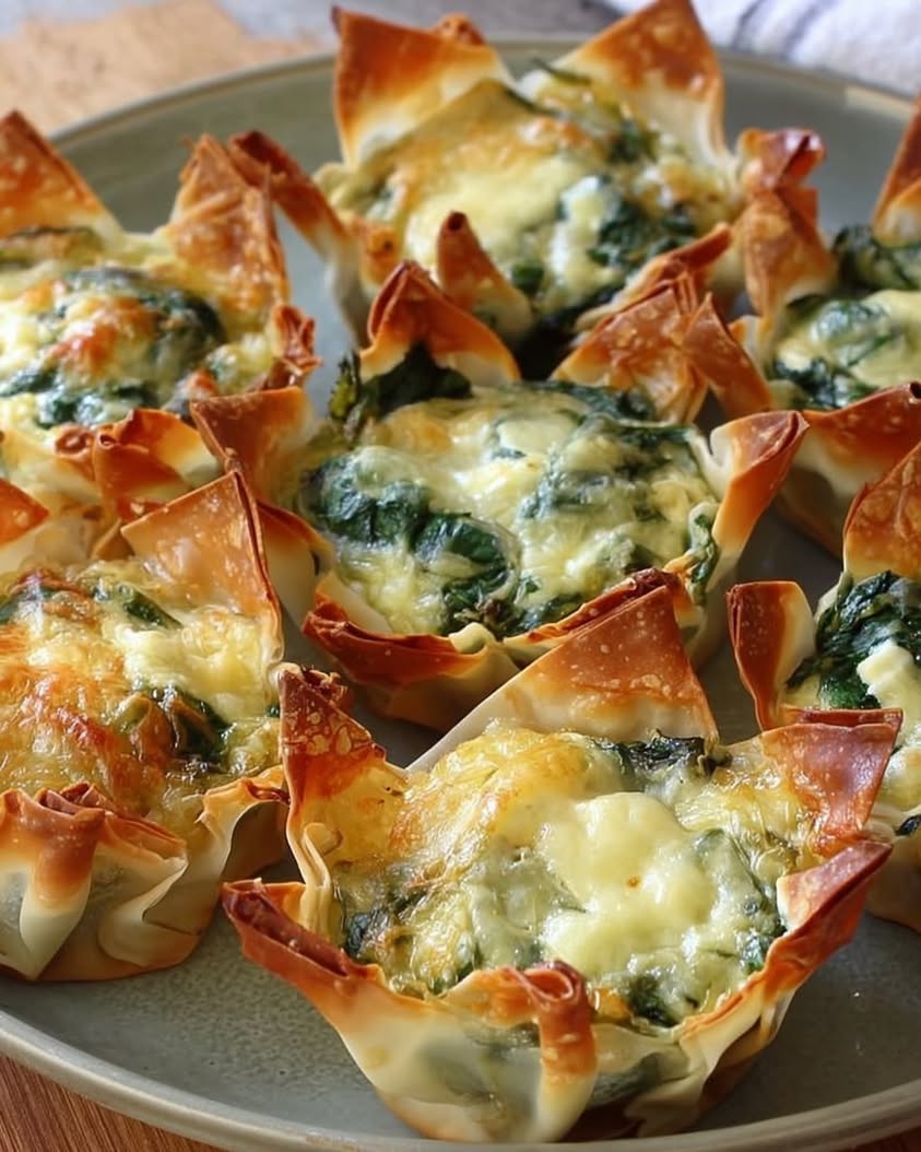 Easy Spinach and Artichoke Wonton Cups Appetizer Recipe 20 spinach artichoke wonton cups