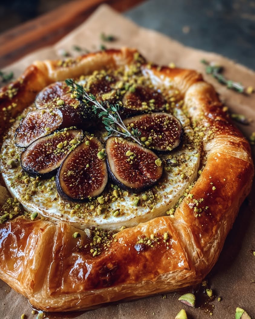 Easy Baked Brie and Fig Tart with Honey Pistachio Crust 18 baked brie fig tart honey