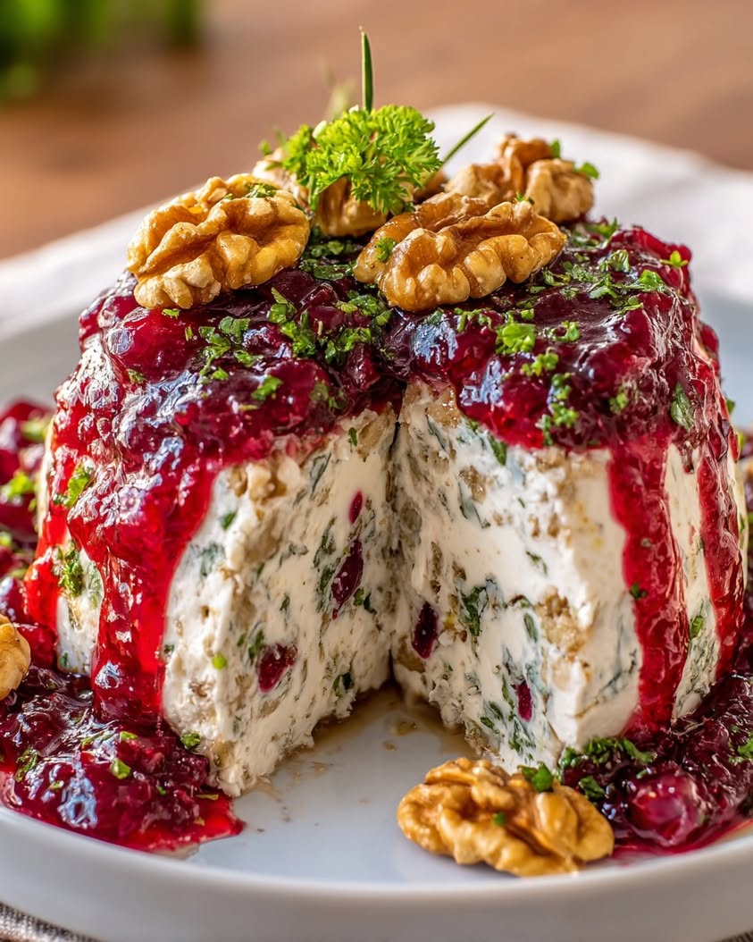Boursin Cheese Log with Cranberry Walnut Glaze 17 boursin cream cheese cranberry glaze