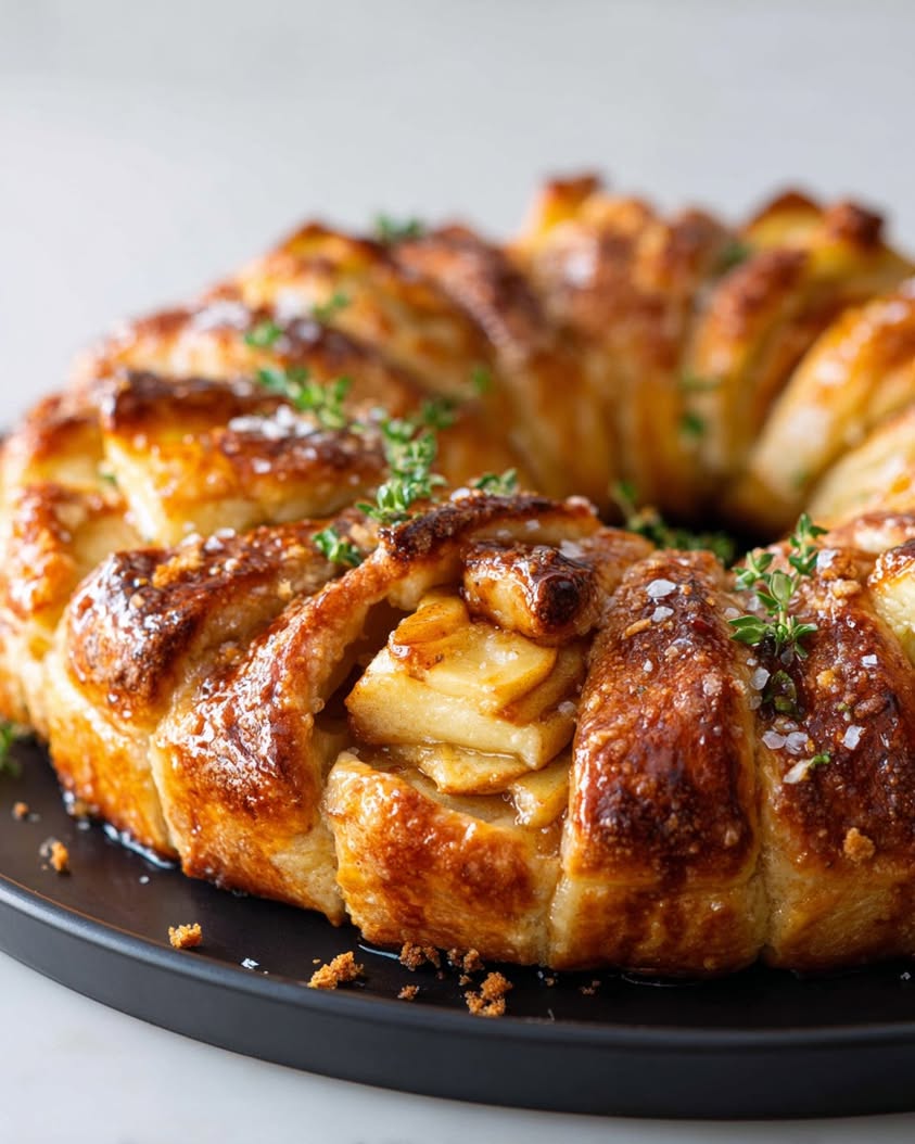 Caramel Apple Brie Crescent Wreath with a Maple Glaze 19 caramel apple brie crescent wreath
