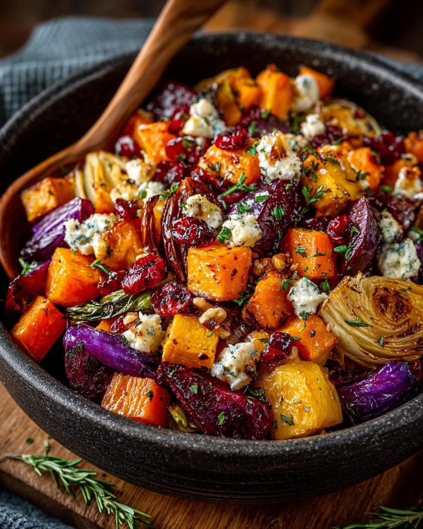 Roasted Winter Veggie Salad with Cranberries, Feta, and Walnuts 21 caramelized bok choy squash sweet potato