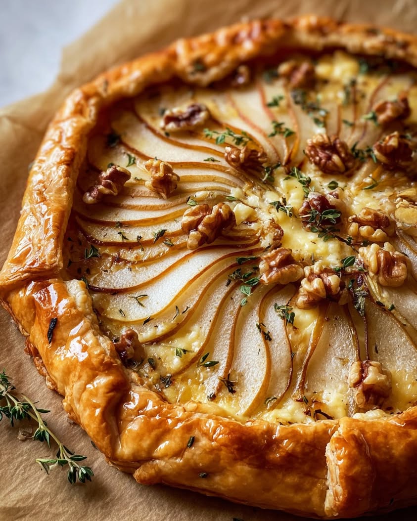 Caramelized Pear and Brie Tart with Rosemary in Puff Pastry 17 caramelized pear brie puff pastry