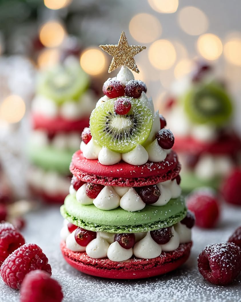 Christmas Tree Macaron Towers with Kiwi and Currant Sparkle 23 christmas tree macaron towers