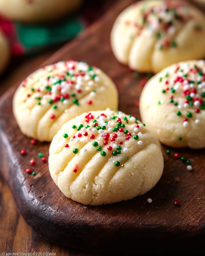 Classic Whipped Shortbread Cookies with Festive Holiday Sprinkles 19 classic whipped shortbread cookies